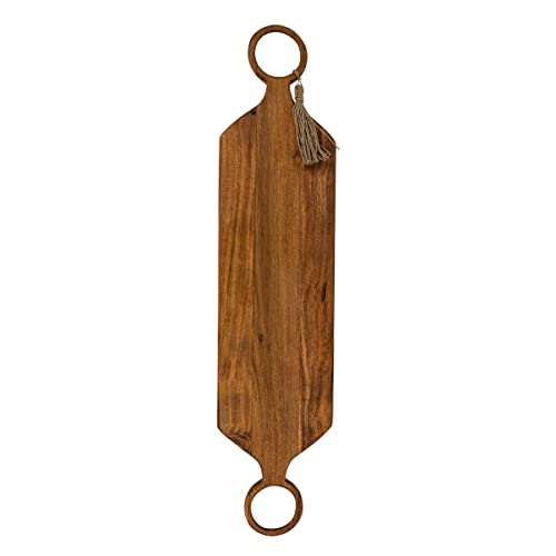 Foreside Home & Garden O-Handle Acacia Wood & Jute Serving Board