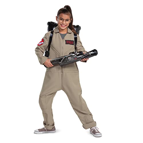 Disguise Ghostbusters Costumes for Kids, Deluxe Official Ghostbusters Afterlife Movie Costume Jumpsuit with Inflatable Proton Pack, Kids Size Medium (7-8)