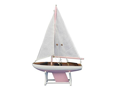 HANDCRAFTED NAUTICAL D‚àö√¢COR Wooden Decorative Sailboat Model 12" - Pink Model Boat