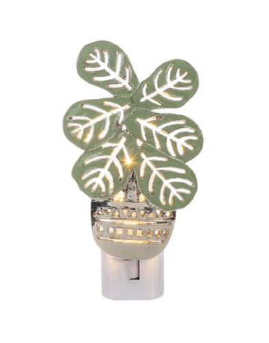 Ganz Fiddle Leaf Fig Plant Night Light, Zinc Alloy, 3.75 Inches Width, 2 Inches Depth, 4.50 Inches Height, Multicolor