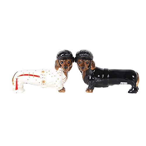 Pacific Trading Giftware Adorable Elvis The King of Rock & Roll Doxies Salt and Pepper Shaker Set Cute Dachshund Wiener Dog Tabletop Decoration SP Set