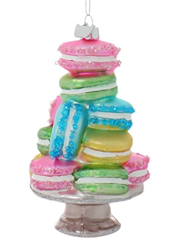 Kurt Adler 5.25-inch Noble Gems Glass Stacked Macaroons on Platter Ornament