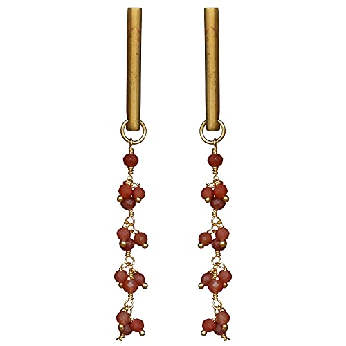 HomArt 14161-46B Vail Earring with Dangling Chain, 2.5-inch Length, Carnelian