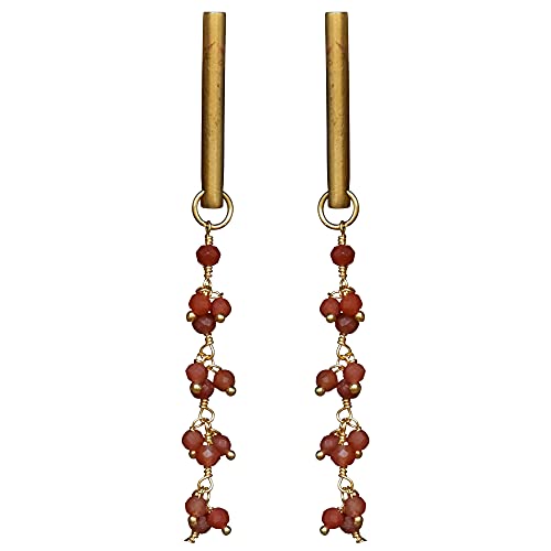 HomArt 14161-46B Vail Earring with Dangling Chain, 2.5-inch Length, Carnelian