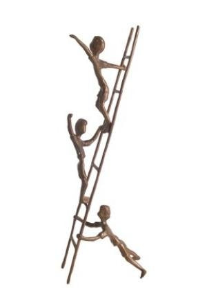 Danya B. Children on Ladder Sand-Casted Bronze Sculpture Art Shelf D‚Äö√†√∂¬¨¬©cor, Contemporary, Modern Gift for Mom, Dad, Teacher, Caregiver, Grandparents Gift from Kids