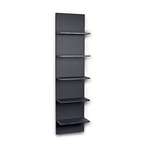 Danya B. Narrow Decorative Wall Mount Vertical Shelving Unit ‚Äö√Ñ√¨ Modern Column with 5 Shelves Home or Office for Books, D‚àö¬©cor Display ‚Äö√Ñ√¨ Black Grain Finish