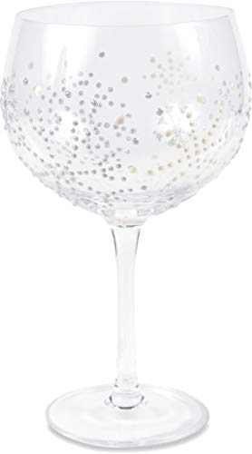 Pavilion - Silver Snowflakes - 24 Oz Large Stemmed Hand Decorated Wine Glass