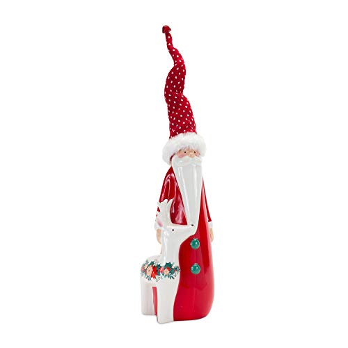 Melrose 84181 Santa with Deer Clay Figurine, 16-inch Height