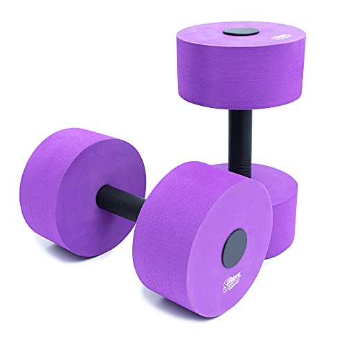 Sunlite Sports High-Density EVA-Foam Dumbbell Set - Soft Padded - Water Aerobics, Aqua Therapy, Pool Fitness, Water Exercise - Advanced Size (Purple, Large)