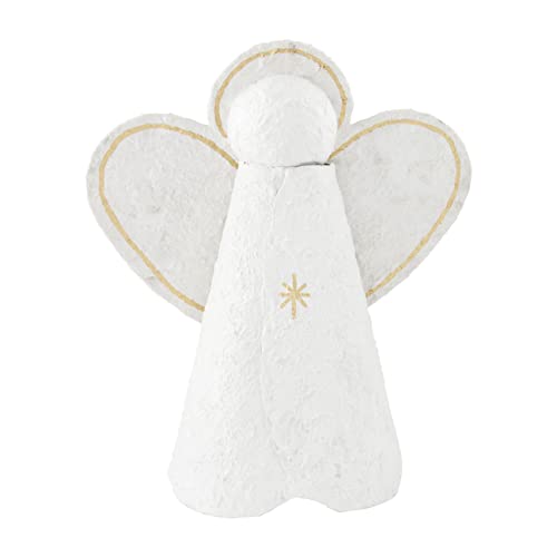 Mud Pie Paper Mache Angel Christmas Tree Topper, 11.5" x 5.25", Gold