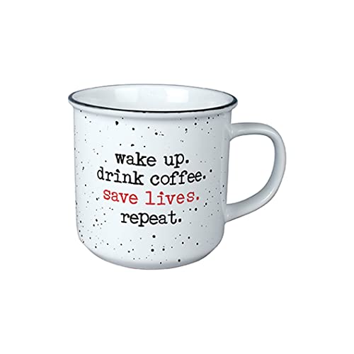 Carson Home, Decorative Vintage Mug for Coffee Latte Tea Hot Cocoa, Ideal Gift, Microwave and Dishwasher Safe, Save Lives Vintage Mug 13oz