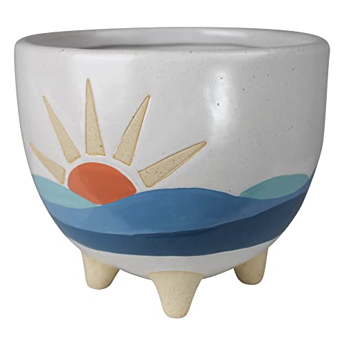 HomArt Seascape Cachepot, 6.25-inch Length, Ceramic