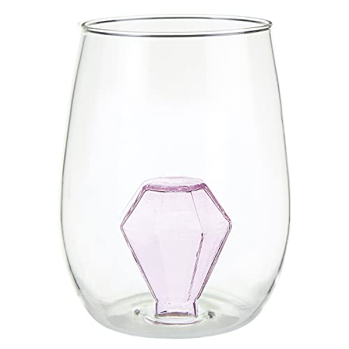 Creative Brands Slant Collections Stemless Wine Glass With Figurine, 16-Ounce, Diamond