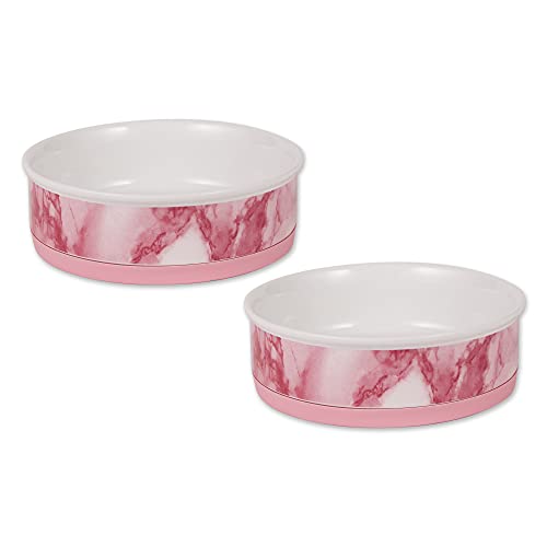 DII Design Bone Dry Pet Bowl Collection Ceramic Set, Large, Pink, 2 Piece
