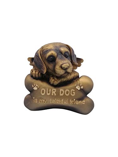 Comfy Hour Pet In Loving Memory Collection 5" Sleeping Dog Angel On Bone Figurine - in Memory of My Best Friend Bereavement, Bronze Copper, Polyresin