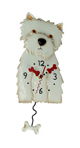Enesco Allen Designs Westin The White Westie Dog Pendulum Wall Clock