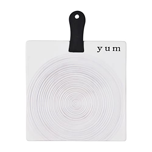 Mud Pie Swirl White Board with Black Handle,  Square, 12 1/2-inch