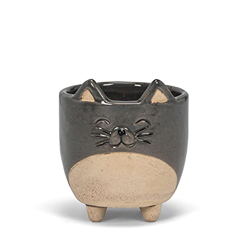 Abbott Collection  27-CRITTER-829-SM Small Cat on Legs Planter, Grey