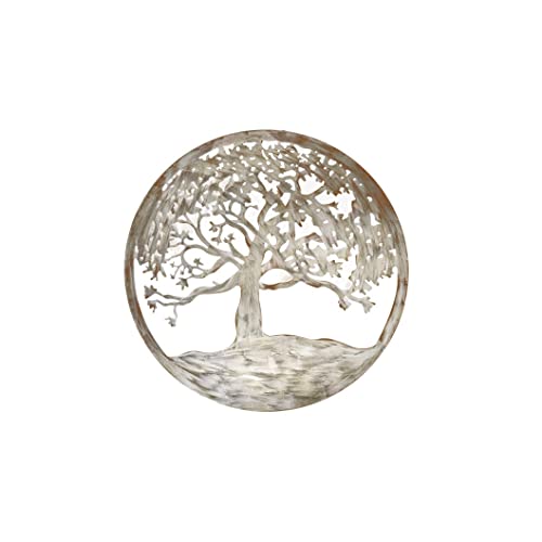 Ganz CB175847 Round Antique Silver Tree of Life Wall Decor, 24-inch Diameter