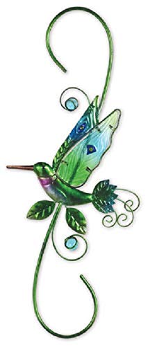 Sunset Vista Designs Hummingbird Metal and Glass Decorative Plant Hook, 18-Inch