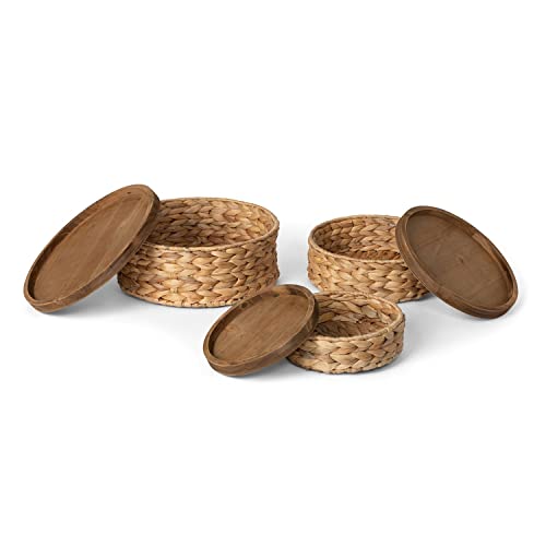 Park Hill Collection EAW20618 Woven Water Hyacinth Round Storage Basket, Set of 3