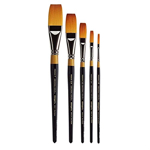 KINGART Original Gold 9100 Series, Golden Taklon One Stroke 5 Pc. Set