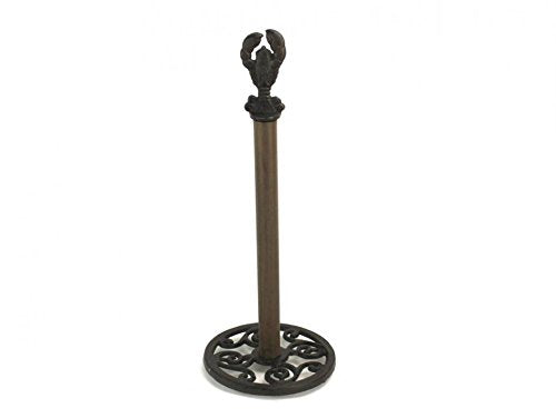 Hampton Iron Handcrafted Nautical Decor Cast Iron Lobster Extra Toilet Paper Stand 16" - Beach Style Design - Lobster D