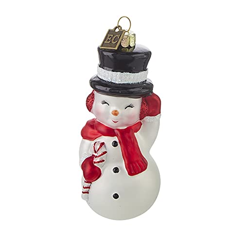 RAZ Imports 4253122 Eric Cortina Collection Snowman Blow Mould Ornament, 4.5-inch Height, Glass