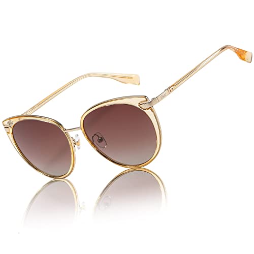 DUCO Oversized Cat Eye Sunglasses for Women Retro Polarized Sun Glasses Fashion Vintage Designer Shades DC1222