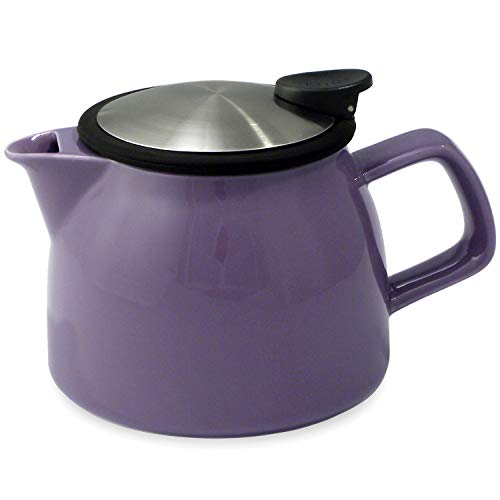 FORLIFE Bell Ceramic Teapot with Basket Infuser, 16-Ounce/470ml, Purple
