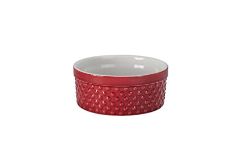 BIA Cordon Bleu 404946+767S1SIOC Textured Bakeware Round Souffle Dish, Red/White
