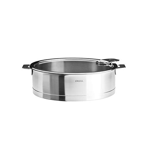 Cristel Strate Brushed Stainless Steel 5.5 qt Saute Pan w/Glass Lid