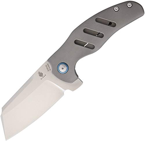 Kizer Cutlery C01C 3.25" Flipper Titanium Stonewash Plain Flooding Knife, Gray