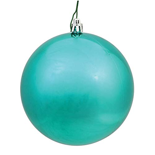 Vickerman 6" Teal Shiny Ball Ornament, 4 per Bag