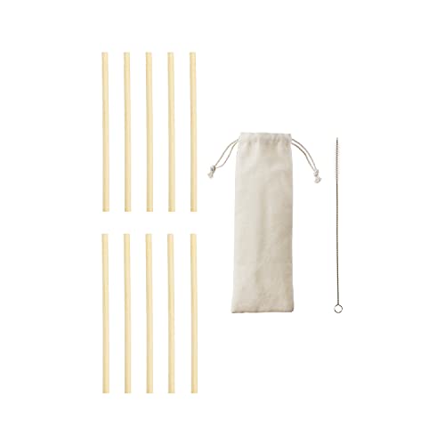 True Brands True Natural Bamboo Straws Set of 10, Reusable & Biodegradable, Durable Eco-Friendly Accessories