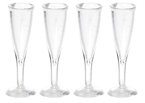 Aztec Imports 1:12 Scale 4 Pc Fluted Champagne Glasses SET 