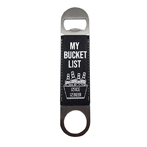Tangico 66RECBK-1772 Leatherette Rectangle Bottle Opener, Bucket List, Gift for Bar Kitchen, Father's Day, Beer