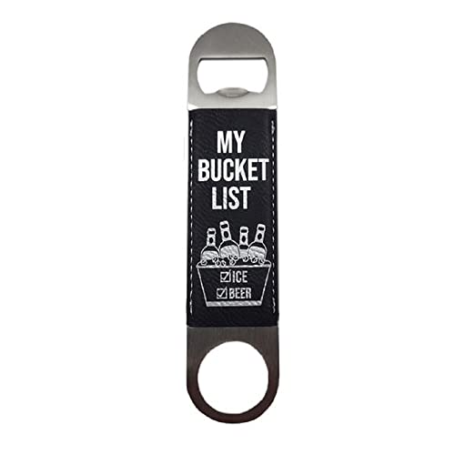 Tangico 66RECBK-1772 Leatherette Rectangle Bottle Opener, Bucket List, Gift for Bar Kitchen, Father&