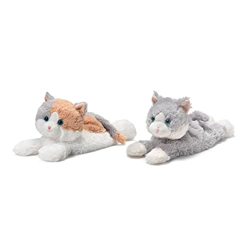 Intelex Warmies Microwavable Plush Set, Calico Cat and Laying Down Gray Cat Warmies are Included - Cozy Plush Heatable Lavender Scented Stuffed Animal