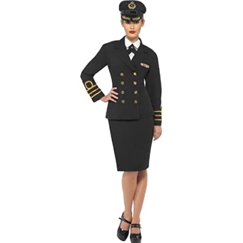 Smiffys womens Navy Officer Costume, Black, S - US Size 6-8