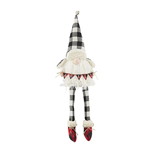 Mud Pie Jolly Buffalo Plaid Dangle Leg Gnome, 19-inch
