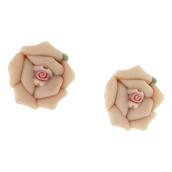 1928 Jewelry Classic Peach Porcelain Rose Post Earrings