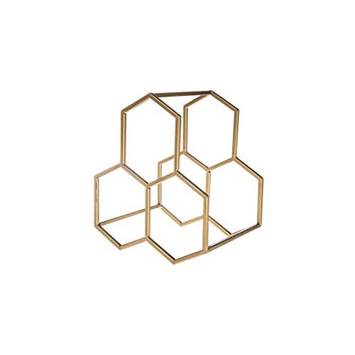 Ganz CB176622 Gold Honeycomb Triple Bottle Wine Holder, 9-inch Height