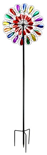 Red Carpet Studios Metal Yard Stake 2-Layer Wind Spinner, Multicolor Windmill