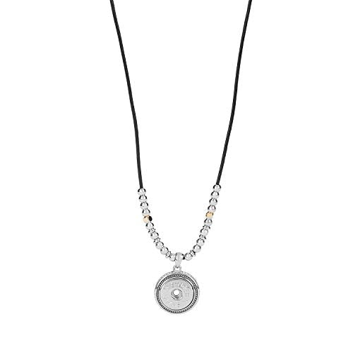 TGB Brands Ginger Snaps Black Leather and Mixed Metal Bead Necklace | Customizable Snap Jewelry | Button Charms for Necklaces, Bracelets | Standard Size | SN96-60