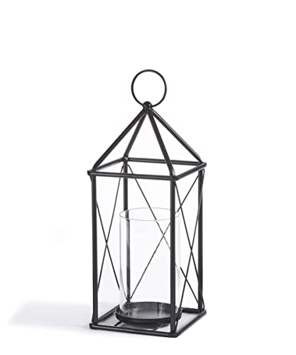 Giftcraft Small Candle Holder, 14.6-inch Height, Iron and Glass, Black