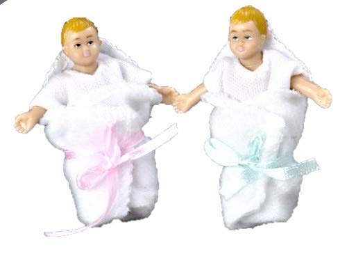Aztec Imports Dollhouse Miniature 1:12 Scale People Twin Babies Little Baby Boy and Girl