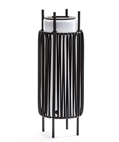 Giftcraft 717929 Black and White Solar Lantern, 13.4-inch Height