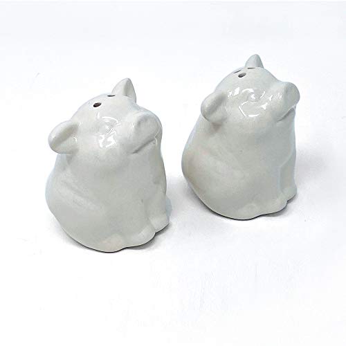 Drew Derose Set of 2 White Unique Piglet Design Salt and Pepper Shakers, 3.5"
