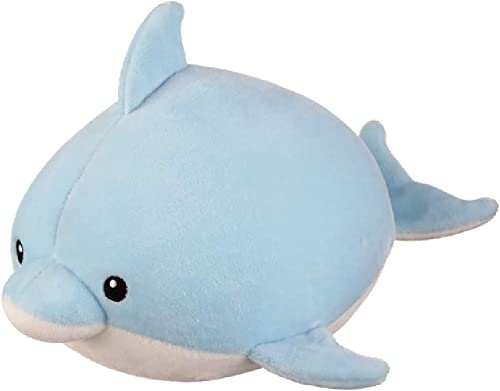 Ganz H14353 Squishy Squad Dolphin Plush Figure, Blue and White, 10-inch Length
